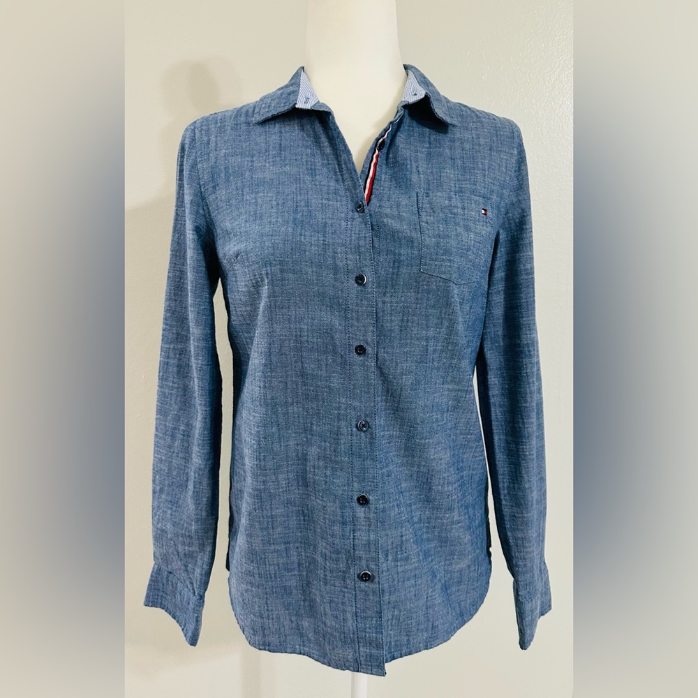 Tommy Hilfiger Denim Blue Button Long Sleeve Shirt - SP